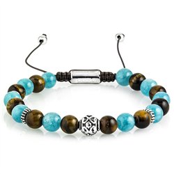 Bracciale Blue Earth argento occhio di tigre angelite