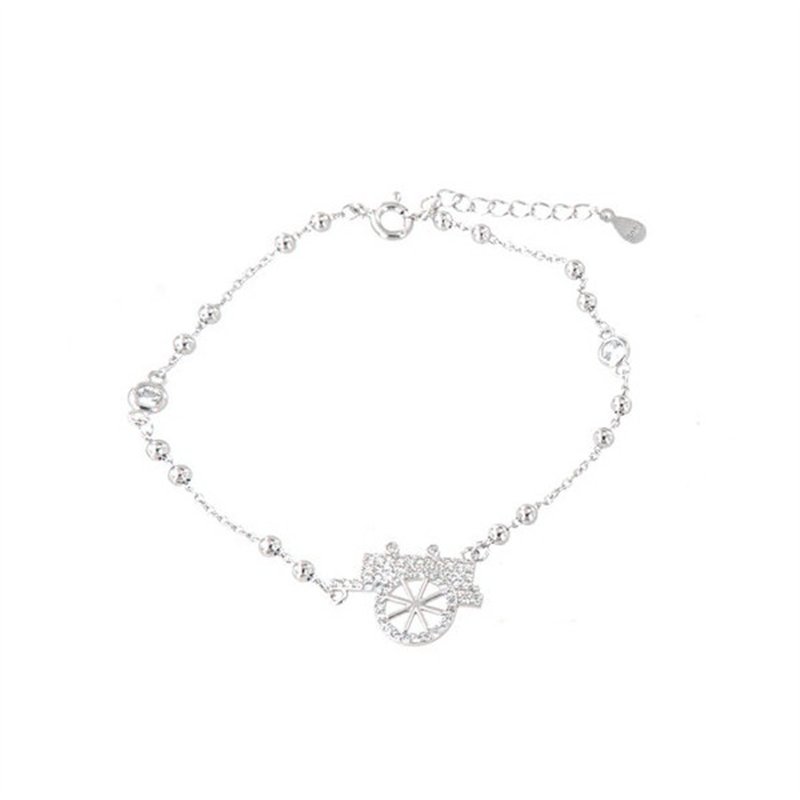 Bracciale in Argento 925 con ciondolo carretto siciliano, impreziosito da zirconi bianchi