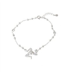 Bracciale in Argento 925 con ciondolo trinacria siciliana, impreziosita da zirconi bianchi