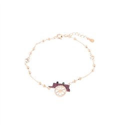 Bracciale in Argento 925 con ciondolo carretto siciliano, impreziosito da zirconi rossi e bianchi su base brunita