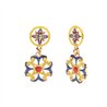 Orecchini in Metallo con maiolica a fiore smaltata blu giallo e rosso