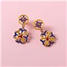 Orecchini in Metallo con maiolica a fiore smaltata blu giallo e rosso