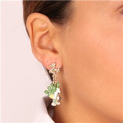 Orecchini in Metallo con chiusura a clip con tre gambe della Trinacria e teste di moro impreziosite da smalti colorati