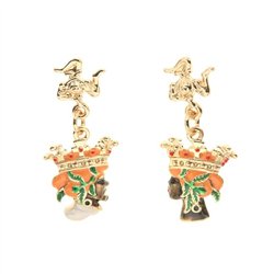 Orecchini in Metallo con simbolo di Trinacria e teste di moro impreziosite da smalti colorati