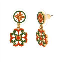 Orecchini in Metallo con pendente maioliche colorate