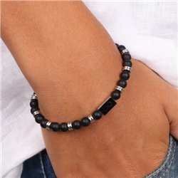Bracciale in Acciaio con pietre in acciaio e onice nero con infinito.