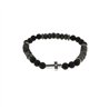 Bracciale in Acciaio con sfere nere e croce centrale in acciaio