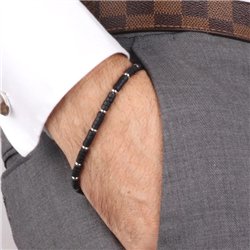 Bracciale in Acciaio con pietra onice nera e metallo lucido