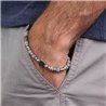 Bracciale in Acciaio con giglio centrale e sfere effetto diaspro grigio