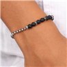 Bracciale in Acciaio con catena rollò e pietra onice nero satinata