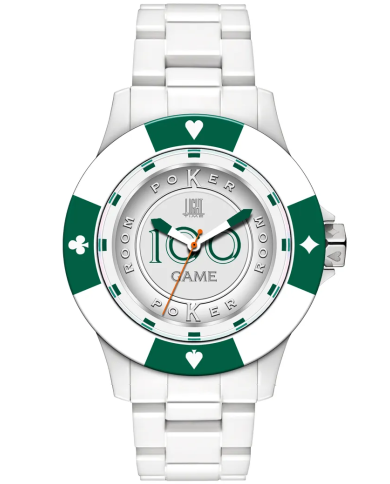 Orologio LIGHT TIME POKER - White / Green Uomo