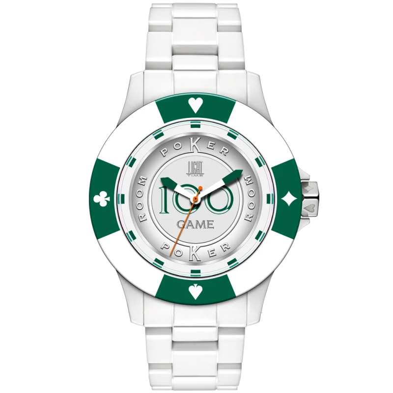 Orologio LIGHT TIME POKER - White / Green Uomo