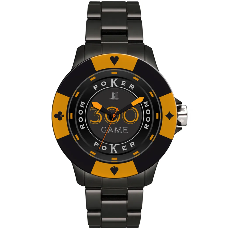 Orologio LIGHT TIME POKER - Black / Orange Uomo