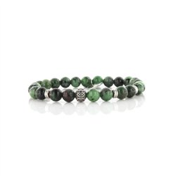 Bracciale in Acciaio con pietre malachite verdi