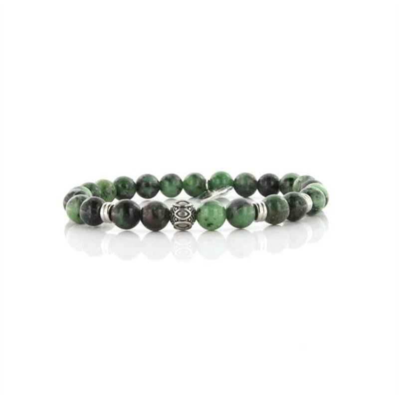 Bracciale in Acciaio con pietre malachite verdi