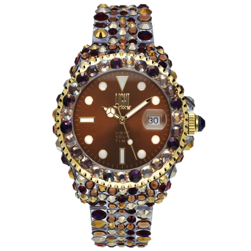 Orologio LIGHT TIME MEDITERRANEO - Full Strass / Brown Donna
