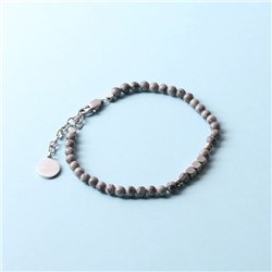 Bracciale in Acciaio con pietra diaspro grigio e cubetti in metallo