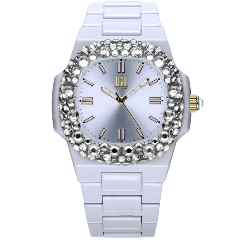 Orologio LIGHT TIME VELVET NAUTILUS - White Clear Strass Donna