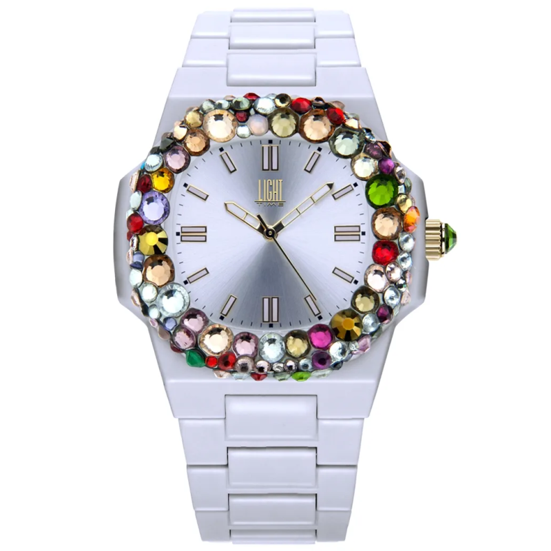 Orologio LIGHT TIME VELVET NAUTILUS - White Rainbow Strass Donna