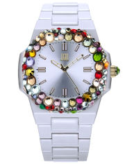 Orologio LIGHT TIME VELVET NAUTILUS - White Rainbow Strass Donna