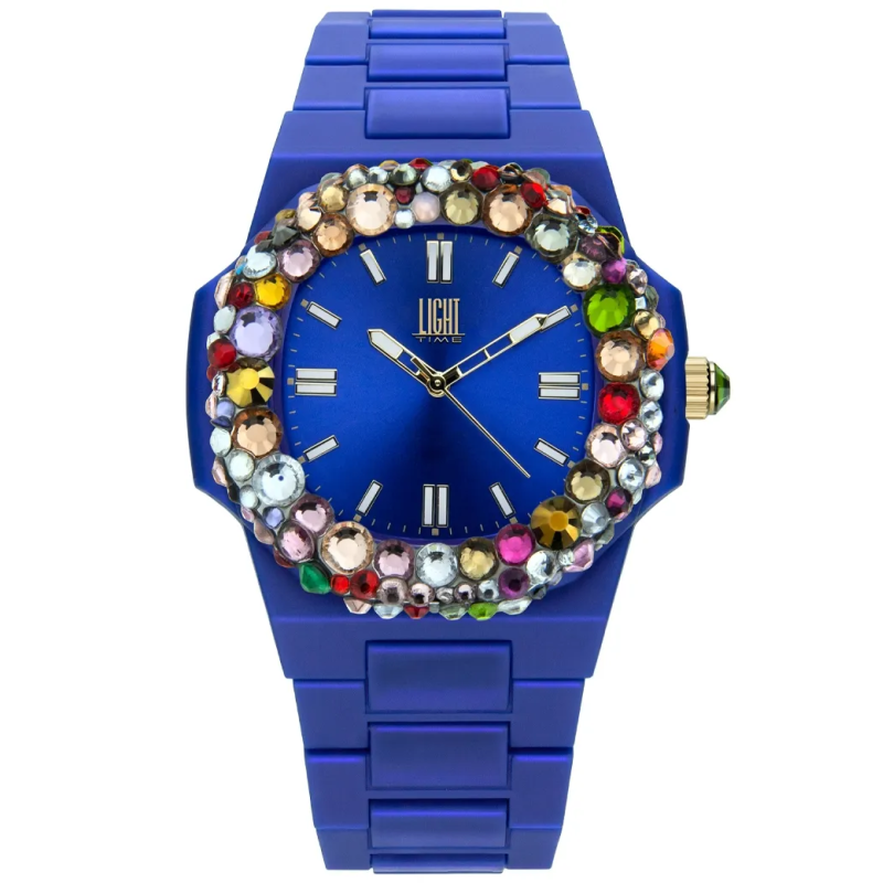 Orologio LIGHT TIME VELVET NAUTILUS - Blue Rainbow Strass Donna
