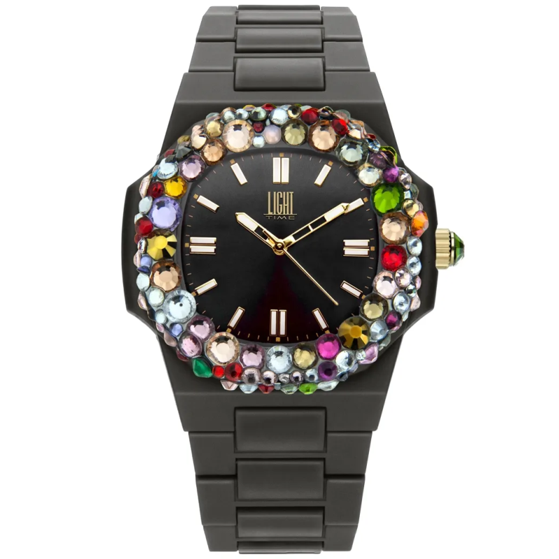 Orologio LIGHT TIME VELVET NAUTILUS - Black Rainbow Strass Donna