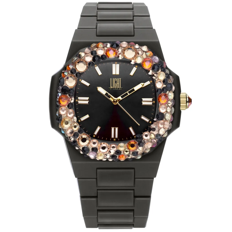 Orologio LIGHT TIME VELVET NAUTILUS - Black Rainbow Strass Donna