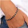 Bracciale in Acciaio con pietra onice nero e cilindri in metallo