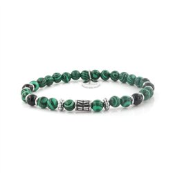 Bracciale in Acciaio con pietra malachite verde
