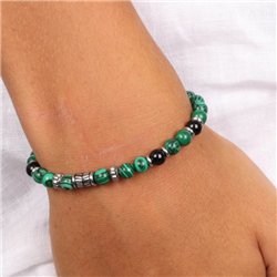 Bracciale in Acciaio con pietra malachite verde