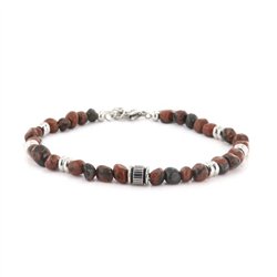 Bracciale in Acciaio con pietra agata marrone