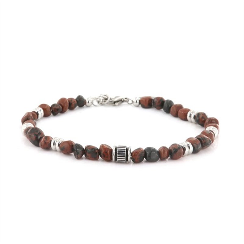 Bracciale in Acciaio con pietra agata marrone