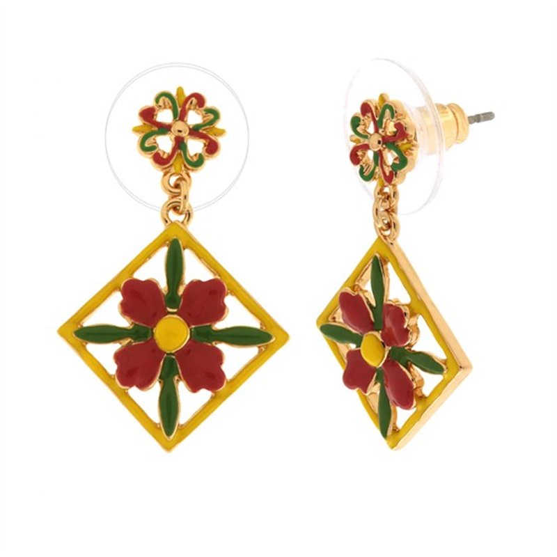 Orecchini in Metallo con pendente maioliche colorate