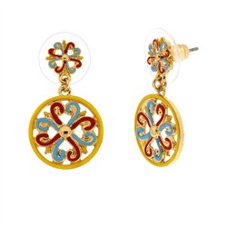 Orecchini in Metallo con pendente maioliche colorate