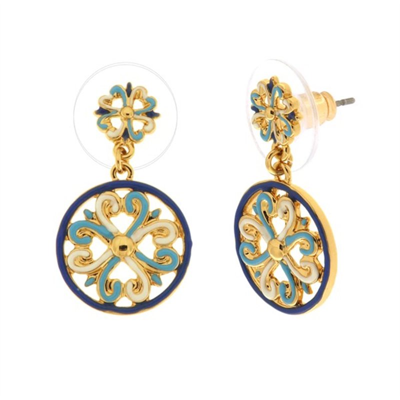 Orecchini in Metallo con pendente maioliche colorate