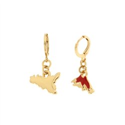 Orecchini in Metallo con sicilia e etna