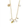 Collana in Metallo maglia rolò, con charms fiori e agrumi di Sicilia, impreziosita da smalti colorati