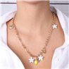 Collana in Metallo maglia rolò, con charms fiori e agrumi di Sicilia, impreziosita da smalti colorati