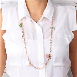 Collana in Metallo con charm siciliani, coffa, corno portafortuna, cassata