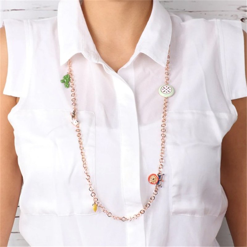 Collana in Metallo con charm siciliani, coffa, corno portafortuna, cassata