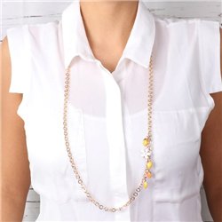 Collana in Metallo maglia rolò, con charm pendenti agrumi di Sicilia impreziositi da smalti colorati