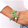 Bracciale in Metallo con intrecci di fiori di cactus e dettaglio in perla bianca