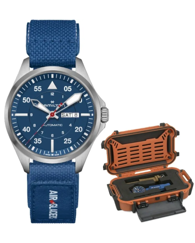 Orologio HAMILTON KHAKI AVIATION PILOT DAY DATE AUTO - AIR-GLACIERS Special Edition + Extra Strap Uomo