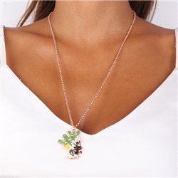 Collana in Metallo con pendente testa di moro con smalti e cristalli colorati