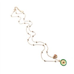 Collana in Metallo con ruota del carretto siciliano e simbolo Trinacria impreziositi da smalti colorati