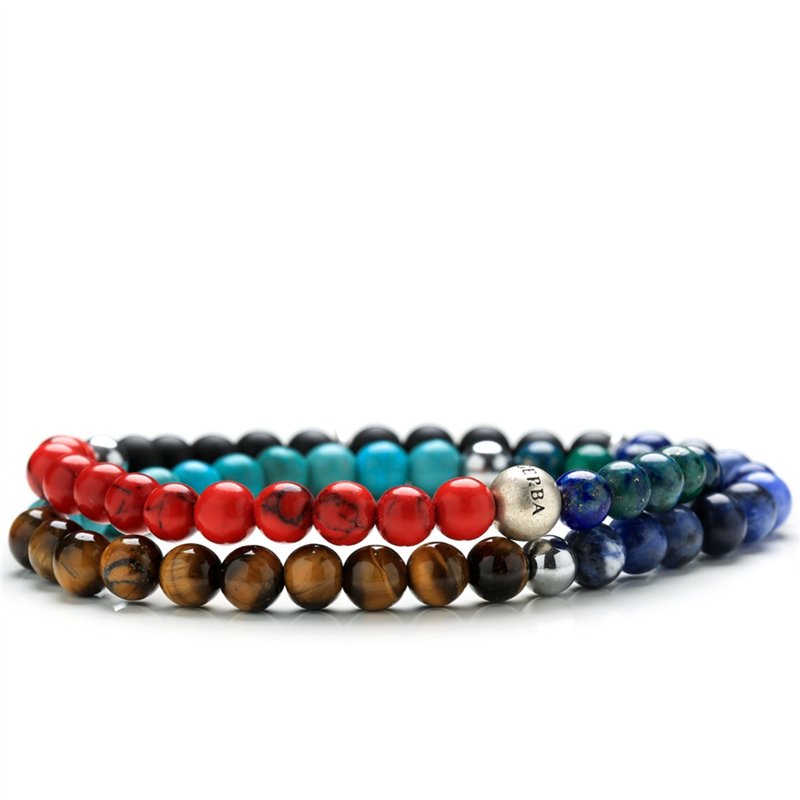 Bracciale Stone Colors Double Lapis Afgano Sodalite Argento