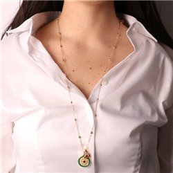 Collana in Metallo con ruota del carretto siciliano e simbolo Trinacria impreziositi da smalti colorati