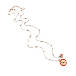 Collana in Metallo con ruota del carretto siciliano e simbolo Trinacria impreziositi da smalti colorati