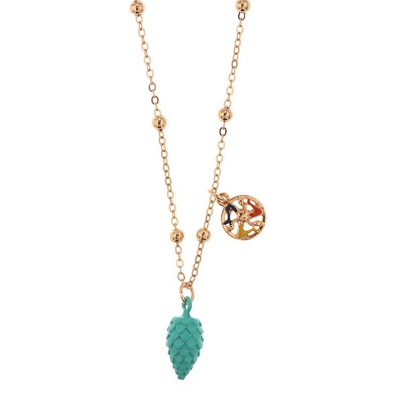 Collana in Metallo con pigna portafortuna turchese e trinacria