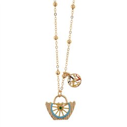 Collana in Metallo con coffa e simbolo Trinacria impreziositi da smalti colorati